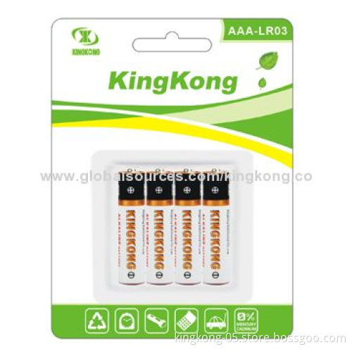 AAA/LR03/AM4 Alkaline Batteries with 1.5V Voltage